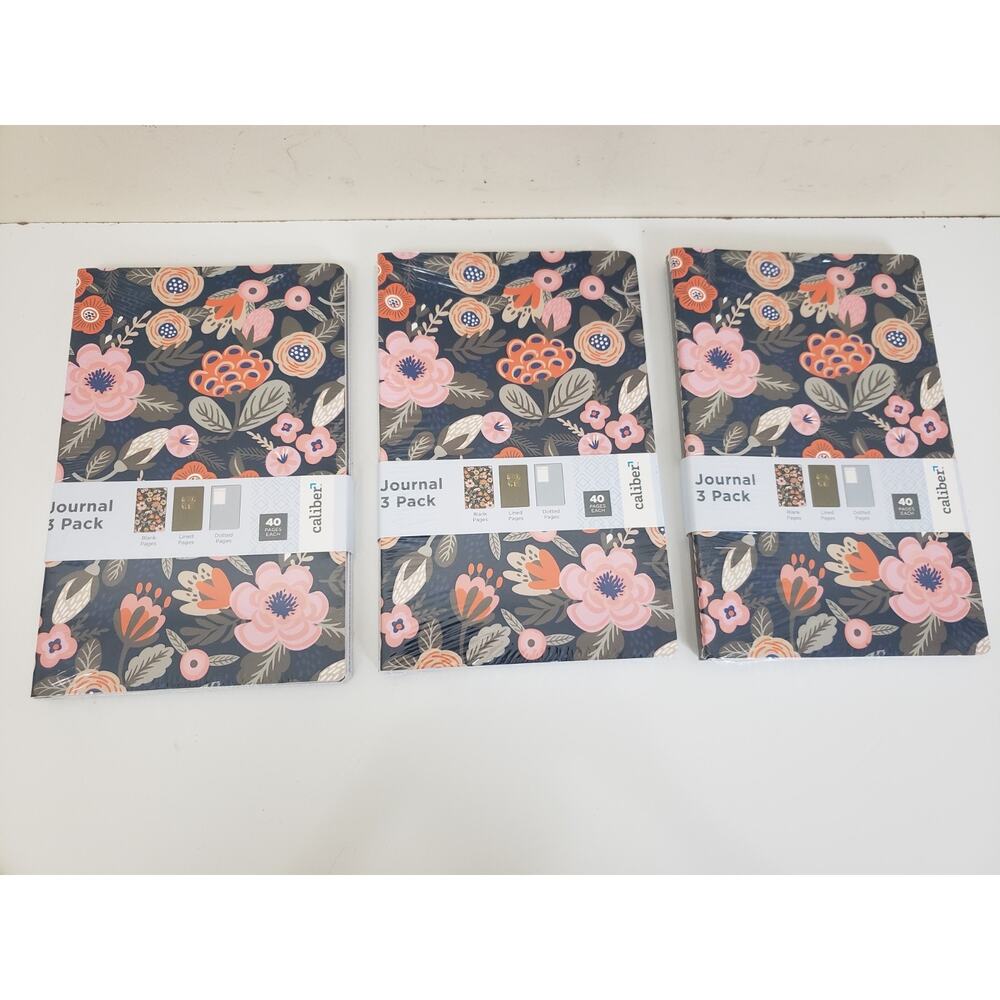 Caliber Journal 3 Pack Blank Lined Dotted Pages 8.5x 5.5 Pages 40 each Lot of 3